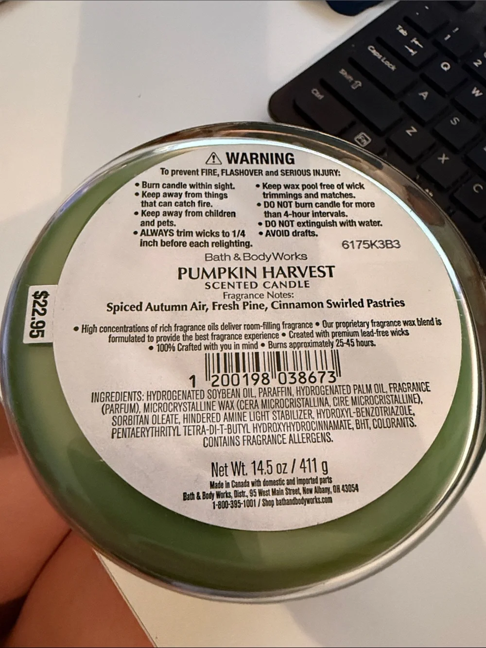 Bath & Body Works “Pumpkin Harvest” Three-Wick Candle